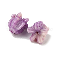 合成サンゴ刻まれたビーズ  染め  花  蘭  11.5~12.5x12mm  穴：1.2~1.4mm&nbsp;BSHE-P034-01B