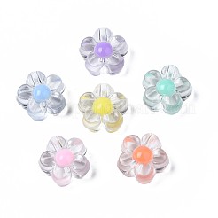 透明なアクリルビーズ  二層ビーズ  花  ミックスカラー  12x13x6mm  穴：2.5mm  約900個/500g&nbsp;TACR-S135-013