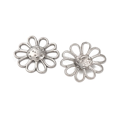 201 個のステンレススチール製カボション  花  ステンレス鋼色  23x25x4mm&nbsp;STAS-C130-13P