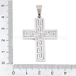 304ステンレスペンダント  クロスチャーム  長持ちメッキ  ステンレス鋼色  39x27x2.5mm  穴：9x5mm&nbsp;STAS-B137-09P