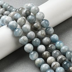 天然石アクアマリンビーズ連売り  ラウンド  10mm  約37個/連  15.16インチ（38.5cm）&nbsp;G-I349-A01-01F