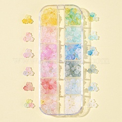 19.2g 12色のフロスト透明アクリルビーズ  花  金箔  ミックスカラー  5.5~6x3mm  穴：1.5mm  1.6 G /カラー&nbsp;OACR-FS0002-18