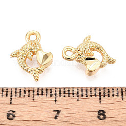 真鍮製チャーム  長持ちメッキ  ニッケルフリー  18KGP本金メッキ  イルカ  12.5x10x3mm  穴：1.4mm&nbsp;X1-KK-N263-119D-G