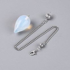 オパライト洞窟のペンダントペンダント  鉄のチェーン付き  ティアドロップチャーム  245~250mm  穴：1.8~2mm&nbsp;AJEW-N005-02B