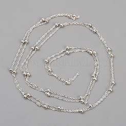 スターリングシルバーのサテライトチェーン 925 本  ハンダ付け  銀  1.5x1x0.2mm  約3.28フィート（1m）/ pc&nbsp;STER-WH0004-070