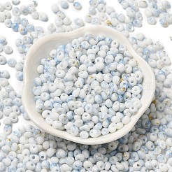 焼付塗装ガラスシードビーズ  丸い穴  ティアドロップ  コーンフラワーブルー  5~5.5x4~5x3~3.5mm  穴：1.2mm  約2500個/ポンド&nbsp;SEED-F006-01A-02