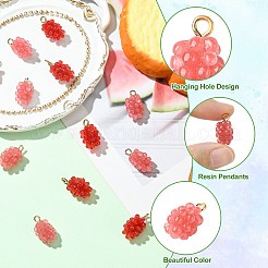 12本2色レジンペンダント  鉄ループ付き  ブドウ  ミックスカラー  19x9~10mm  穴：2mm  6個/カラー&nbsp;RESI-CJ0004-71