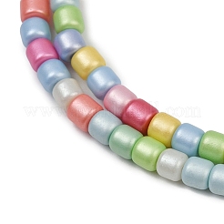 プリントガラスビーズ焼付塗装ガラスビーズ連売り  コラム  カラフル  4~5x4~5mm  穴：1.2mm  約95~96個/連  15.75''~15.94''（40~40.5センチメートル）&nbsp;LAMP-S070-08C