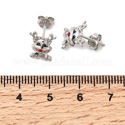 925スターリングシルバースタンドピアス  プラチナ  鹿  12x9mm&nbsp;EJEW-D342-01P