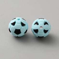 シリコンビーズ  サッカー  ライトスカイブルー  15mm  穴：2.5mm&nbsp;SIL-WH20025-02A-03