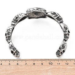 316サージカルステンレススチールカフバングル  スカル  アンティークシルバー  内径：2.56インチ（6.5cm）&nbsp;BJEW-C142-01C-AS