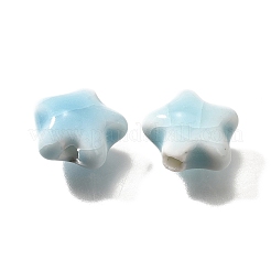 手作りの陶器ビーズ  スター  空色  13.5x15x7.5mm  穴：2mm&nbsp;PORC-H013-05-18