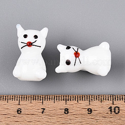 手作り凹凸柄ランプワークビーズ連売り  猫  ホワイト  22~23x13~14x16~18mm  穴：1.5mm  約20個/連  17.24インチ（43.8cm）&nbsp;LAMP-Q031-003A