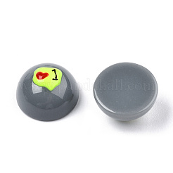 ハロウィーン オペーク レジン エナメル カボション  赤いハート模様の半円  グレー  15x8.5mm&nbsp;CRES-N031-016