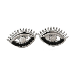 304ステンレススチールスタッドピアス  ラインストーン付き  目  ステンレス鋼色  11x17mm&nbsp;EJEW-F361-13P