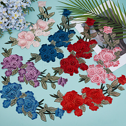 8枚 8色 ポリエステル刺繍布 アイロン接着/縫い付けパッチ  マスクと衣装のアクセサリー  アップリケ  花  ミックスカラー  280~315x100~130x4mm  1pc /カラー&nbsp;PATC-ME0001-08