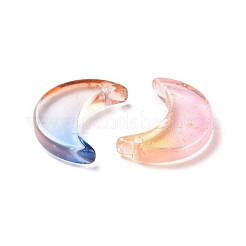 グラデーションカラーガラスペンダント  金箔  ムーン  ミックスカラー  16x11x3mm  穴：1.2mm&nbsp;GLAA-G081-01