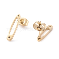 304ステンレススチールスタッドピアス金具  穴付き  安全ピン形状  ゴールドカラー  14.5x3mm  穴：0.8mm  ピン：0.7mm&nbsp;EJEW-Z017-02G
