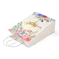 金スタンピング長方形紙袋  ハンドル付き  ギフトバッグやショッピングバッグ用  thank youの文字  花柄  14.9x8.1x21cm&nbsp;CARB-B002-01C
