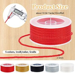 編まれたブレスレットのネックレスの作成のため  ミックスカラー  5mm  5ロール/カラー&nbsp;OCOR-OC0001-40C