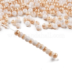 ガラスシードビーズ  ABカラー  ロンデル  ナバホホワイト  4x3mm  穴：1.2mm  20 G /袋&nbsp;GLAA-Q096-01F