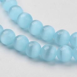 キャッツアイビーズ  ラウンド  空色  8mm  穴：1mm  約49個/連  15.5インチ&nbsp;X-CER8mm58