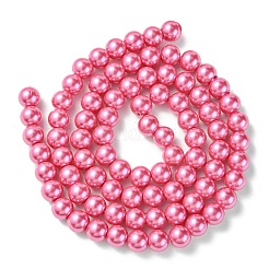 染めグラスパールラウンドビーズ連売り  ショッキングピンク  4mm / 6mm / 8mm / 10mm / 12mm  穴：1mm  約70~216個/連&nbsp;HY-X0001-07