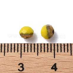 電気メッキガラスビーズ  半分黄金メッキ  多面カット  ロンデル  きいろ  4.3x3.7mm  穴：1mm  500個/袋&nbsp;EGLA-I016-04A