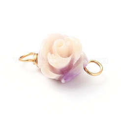 合成コーラルリンクコネクター  金色の銅線ループ付き  3dバラの花  ミックスカラー  15x7x6.5mm  穴：2.5mm&nbsp;PALLOY-JF00564