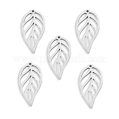 変色しない201ステンレススチールペンダント  中空  葉  ステンレス鋼色  30.5x15.5x1.5mm  穴：1.4mm&nbsp;STAS-N098-113P
