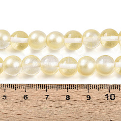 ベーキングペイント透明ガラスビーズ  ラウンド  ツートン  ライトゴールデンロッドイエロー  9.5~10mm  穴：1.2mm&nbsp;X1-DGLA-N011-10mm-02