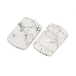 天然石ハウライトペンダント  長方形チャーム  40x25x3.5mm  穴：1.6mm&nbsp;G-K354-14I