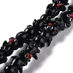 手作りランプワークビーズ  バンピー  クマ  ブラック  17~20x13~15x12~14mm  穴：1.4~1.8mm  約20個/連  13.98インチ（35.5cm）&nbsp;LAMP-F020-02