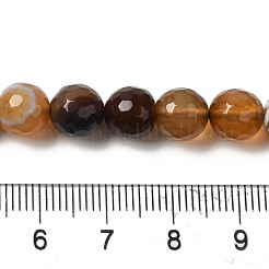 染色・加熱された天然縞瑪瑙ビーズ連売り  多面カット  ラウンド  ペルー  7.5~8mm  穴：1.2mm  約48個/連  14.17''（36センチメートル）&nbsp;G-P539-F01-04