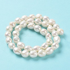 天然養殖淡水パールビーズ連売り  両面研磨  グレード6a+  貝殻色  9~10x9~10x8~9mm  穴：0.6mm  約37個/連  14.96''（38~39センチメートル）&nbsp;PEAR-Z002-15