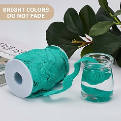 9 ヤードのポリエステルウェーブフリンジ トリム リボン  ウェーブベンディングレーストリム  衣類の縫製やアートクラフトの装飾に  ミディアムアクアマリン  3/4~1-3/8インチ（20~34mm）&nbsp;OCOR-XCP0002-95A