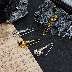 亜鉛合金キルトピン 2色2組  花バラ  アンティークシルバー＆アンティーク金色  18x55.5x12mm  1対/カラー&nbsp;JEWB-FH0002-44