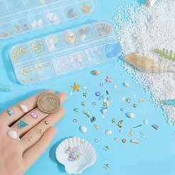 海をテーマにした天然貝殻、樹脂、プラスチック、合金のネイルアートデコレーション  ミックスカラー  1.5~18.5x1.5~12.5x0.7~9mm  1セット/スタイル&nbsp;MRMJ-CP0001-34D