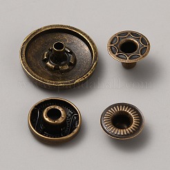 合金スナップボタン  綿パッデッド服コートダウンジャケットバックル  花付きフラットラウンド  アンティークブロンズ  18x7mm  4個/セット&nbsp;FIND-WH0421-74O