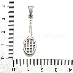 304ステンレスペンダント  ラケットチャーム  変色防止  ステンレス鋼色  31x10x2mm  穴：3.5x7mm&nbsp;STAS-B086-04P