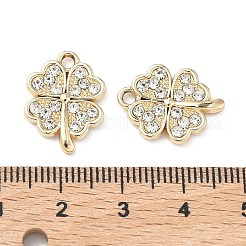 合金ラインストーンペンダント  クローバーチャーム  UVメッキ  ゴールドカラー  18x14x2mm  穴：1.8mm&nbsp;ALRI-D303-17G-01