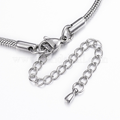変色しない304ステンレススチール製スネークチェーンブレスレット  ステンレス鋼色  7-7/8インチ（200mm）  2.5mm&nbsp;X-BJEW-H491-01P