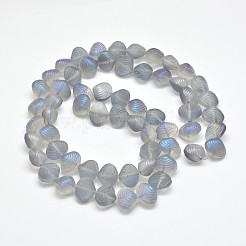 つや消し電気メッキガラスシェルビーズ連売り  虹メッキ  ラベンダー  12x14.5x10mm  穴：1mm  約32個/連  16インチ&nbsp;X-EGLA-M002-B03
