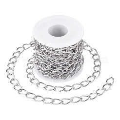 装飾チェーンアルミツイストチェーンカーブチェーン  溶接されていない  スプールで  銀  15x10x2mm  5 m /ロール&nbsp;CHA-TA0001-07S
