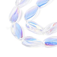 電気メッキ透明ガラスビーズ連売り  ティアドロップ  クリアAB  26x13x5.5~7mm  穴：1.5mm  約30個/連  30.12~30.51インチ（76.5~77.5cm）&nbsp;EGLA-N055-02B