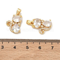 真鍮マイクロパヴェクリアキュービックジルコニアペンダント  猫の形のチャーム  18KGP本金メッキ  18x12.5x4mm  穴：5x3mm&nbsp;KK-H265-05G