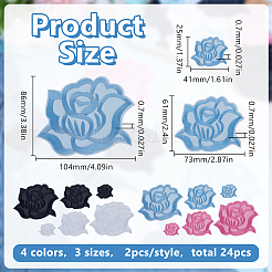 24個 12スタイル コンピューター刺繍布 アイロン接着/縫い付けパッチ  マスクと衣装のアクセサリー  アップリケ  花  ミックスカラー  35~86x41~104x0.7mm  2個/スタイル&nbsp;PATC-HY0001-78
