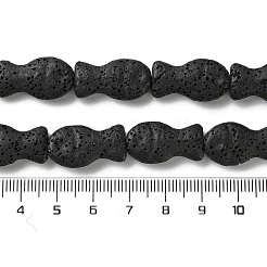 魚で染めた天然の溶岩石ビーズ連売り  ブラック  21.5x12x6mm  穴：1.6mm  約19個/連  16.14''（41センチメートル）&nbsp;G-O126-01A-07