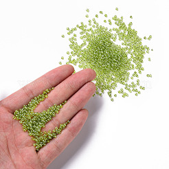 12/0 ガラスシードビーズ  トランス。光沢の色  ラウンド  黄緑  2mm  穴：1mm  30000個/ポンド&nbsp;SEED-A006-2mm-104