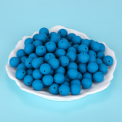 丸いシリコン焦点ビーズ  ティール  15mm  穴：2mm&nbsp;SI-JX0046A-34